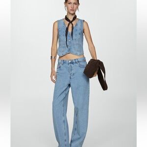 Mango Light Blue Denim Vest